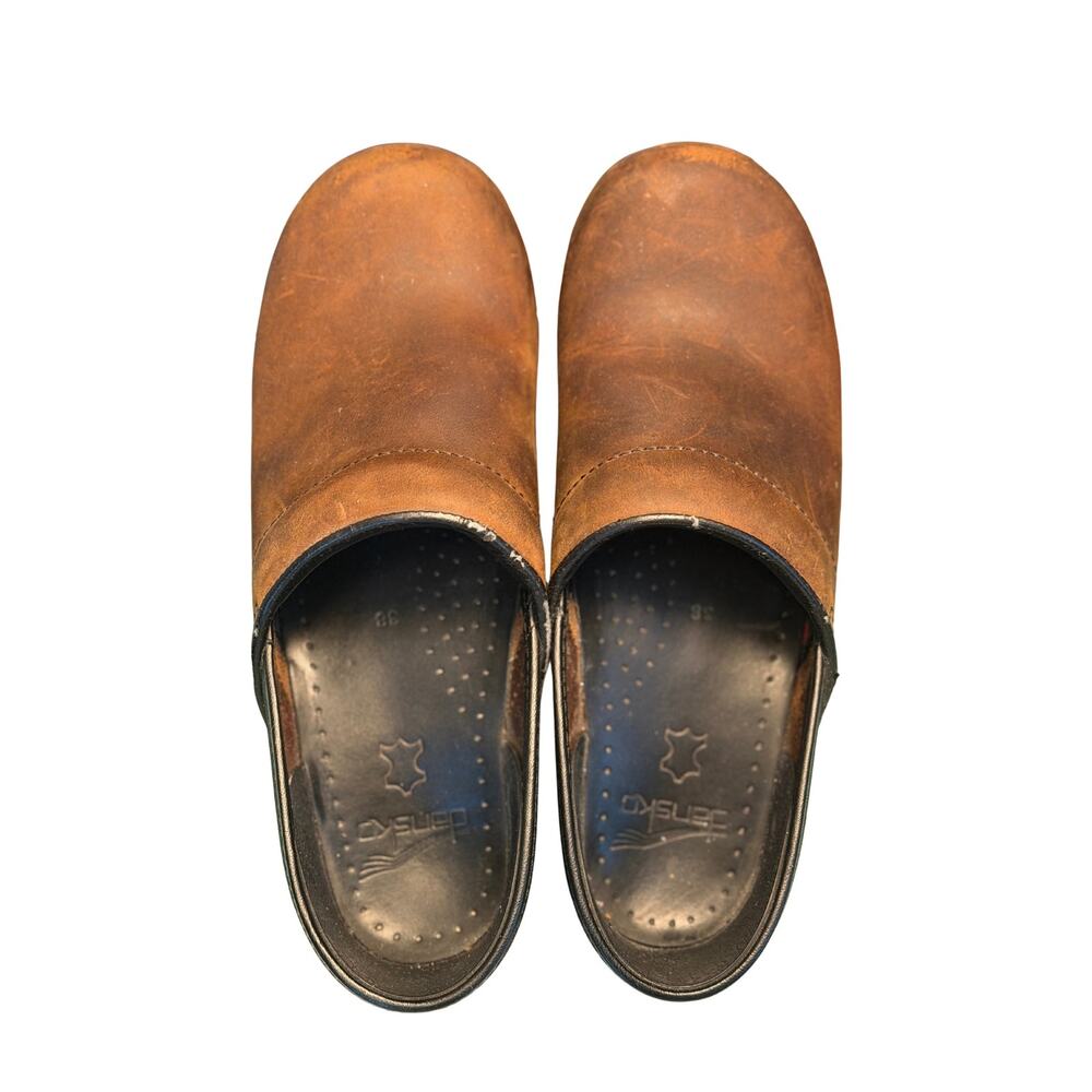 Dansko Professional Clogs Brown Distressed Leather Comfort Work Shoes EU 38